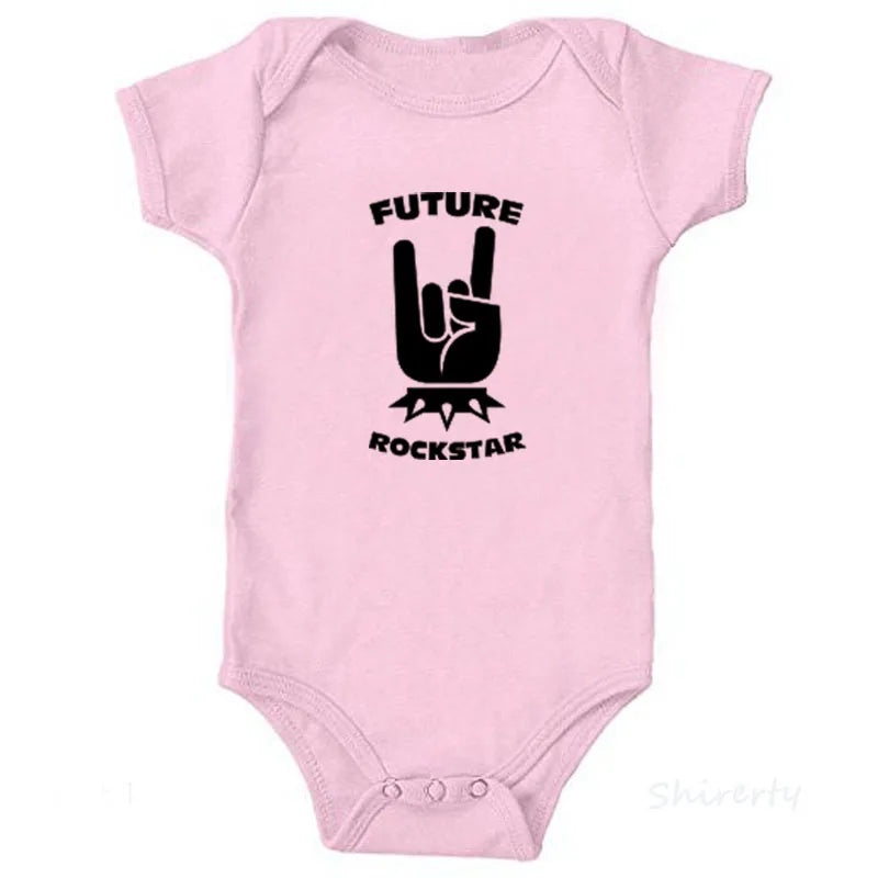 Rock Music Graphic Short-Sleeve Bodysuit – Unisex (3M–18M)