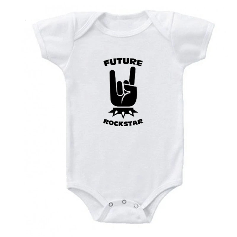 Rock Music Graphic Short-Sleeve Bodysuit – Unisex (3M–18M)
