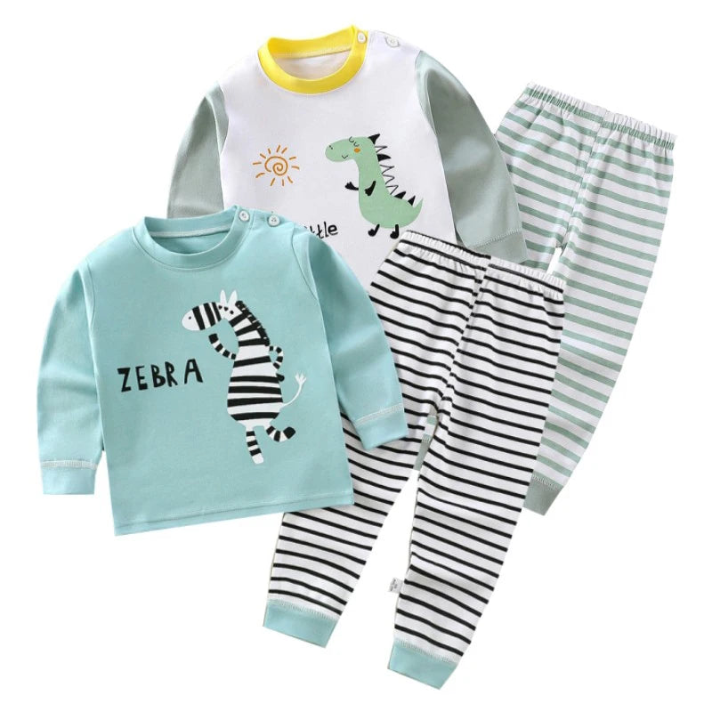 Zebra & Dinosaur Print Pajama Set – Kids (3T–6T)