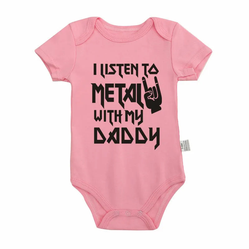 Listen to Metal with Daddy Graphic Bodysuit – Unisex (3M–24M)