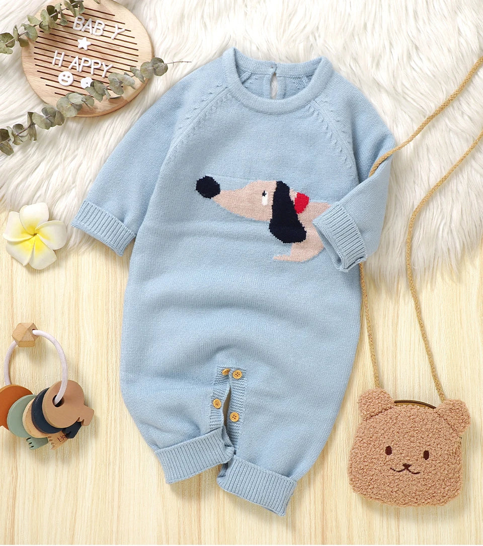 Knitted Long Sleeve Romper – Baby (3–18M)