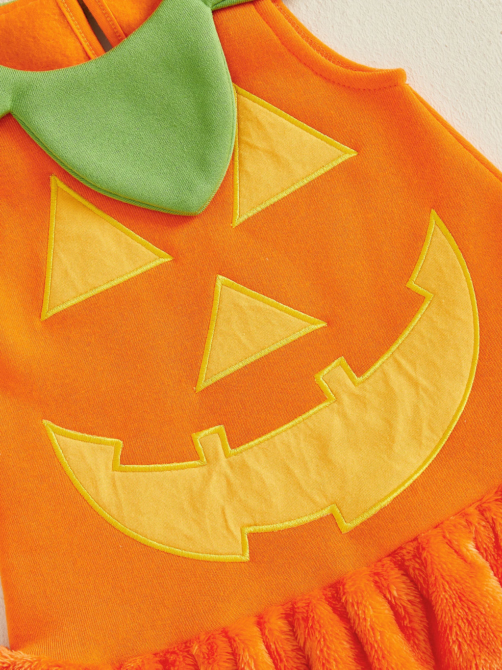 Halloween Pumpkin & Ghost Velvet Costume Dress & Hat – Girls (12M–24M)