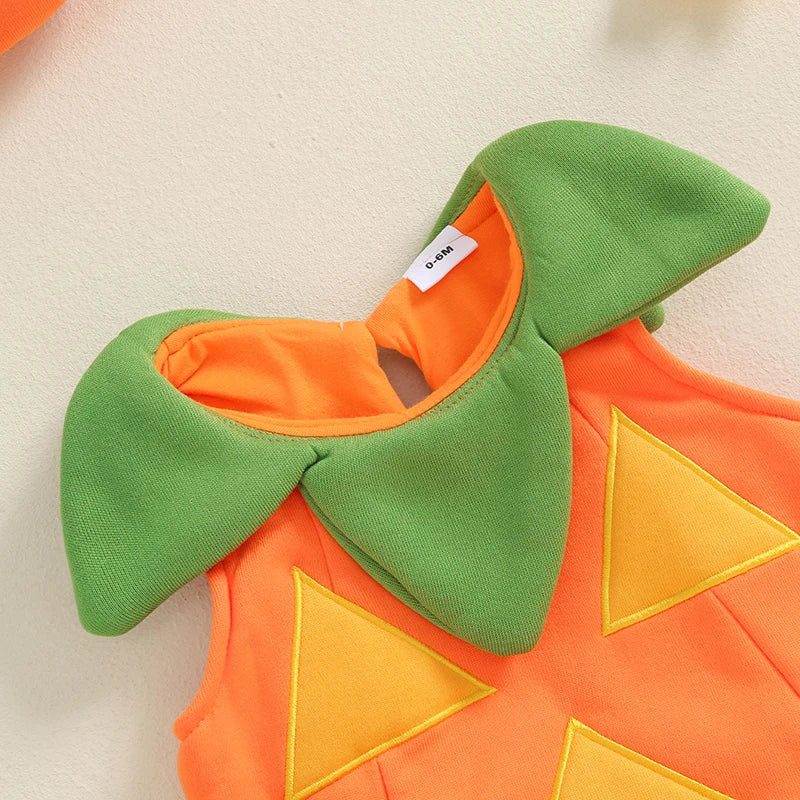 Halloween Pumpkin Romper & Hat Set – Baby (0M–3T)