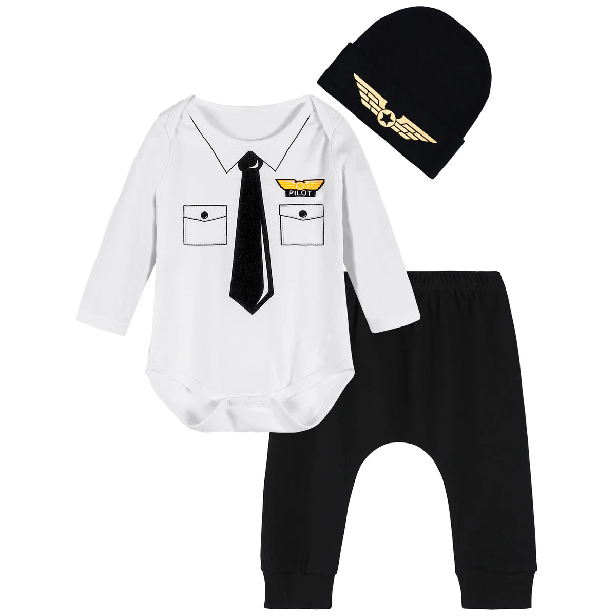 Halloween Costume Bodysuit, Pants & Hat Set – Unisex (0–12M)