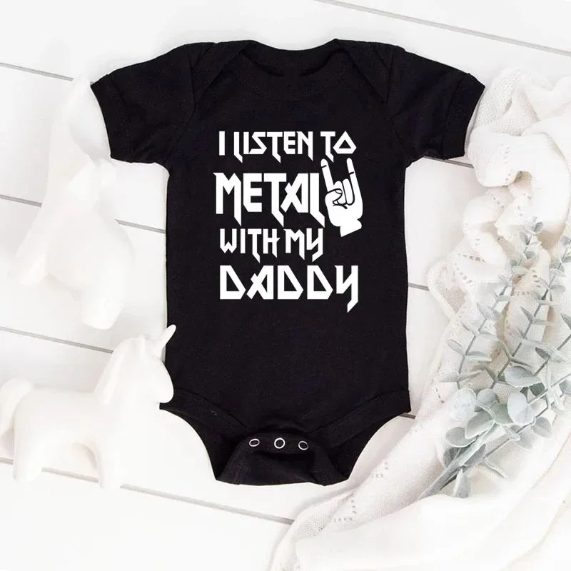 Listen to Metal with Daddy Graphic Bodysuit – Unisex (3M–24M)