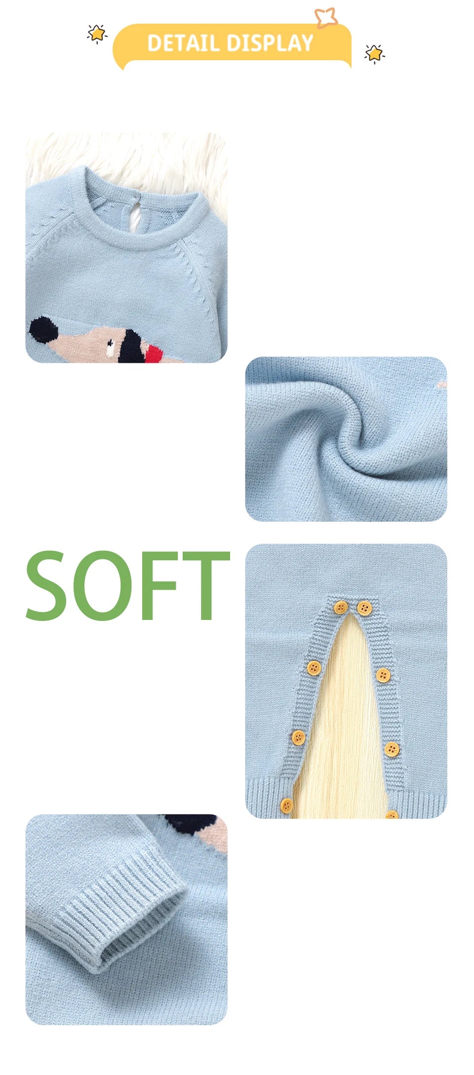 Knitted Long Sleeve Romper – Baby (3–18M)