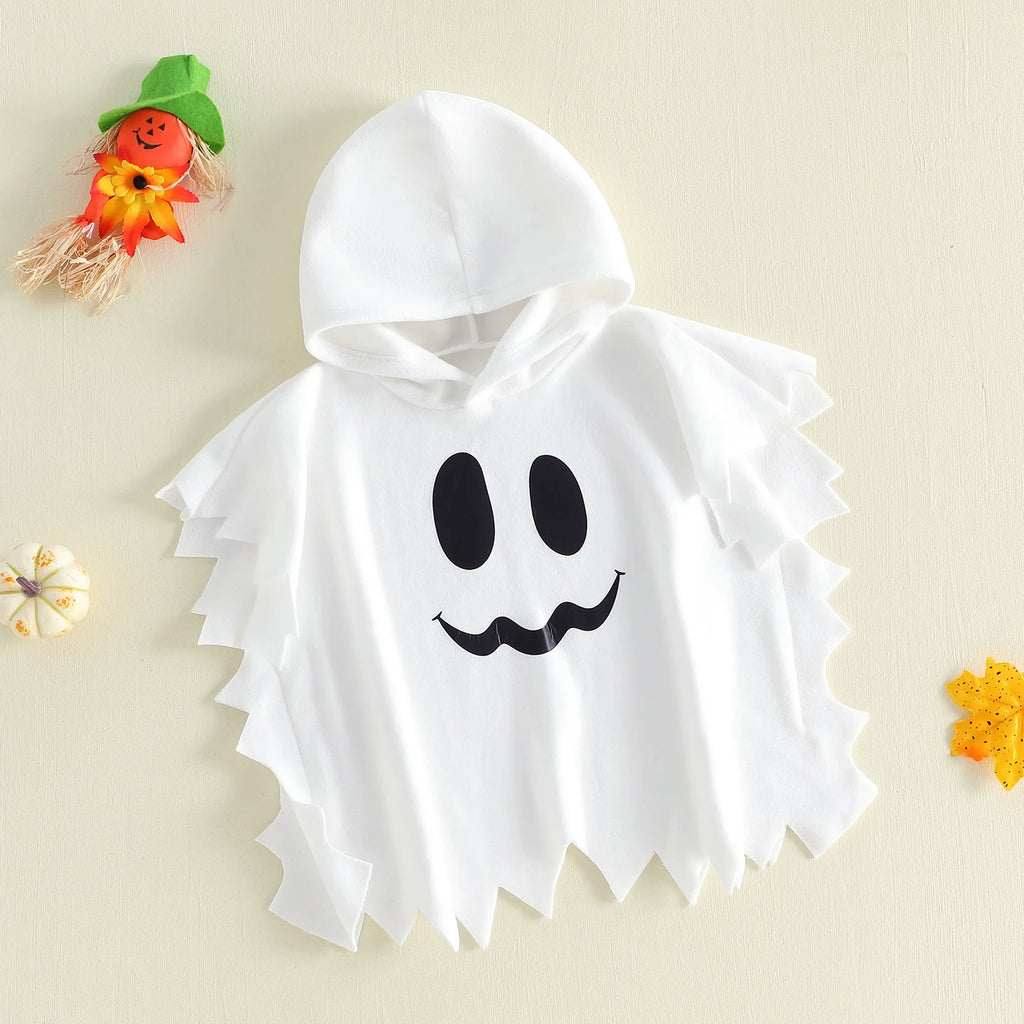 Halloween Ghost Hooded Cape – Kids (2T–6T)