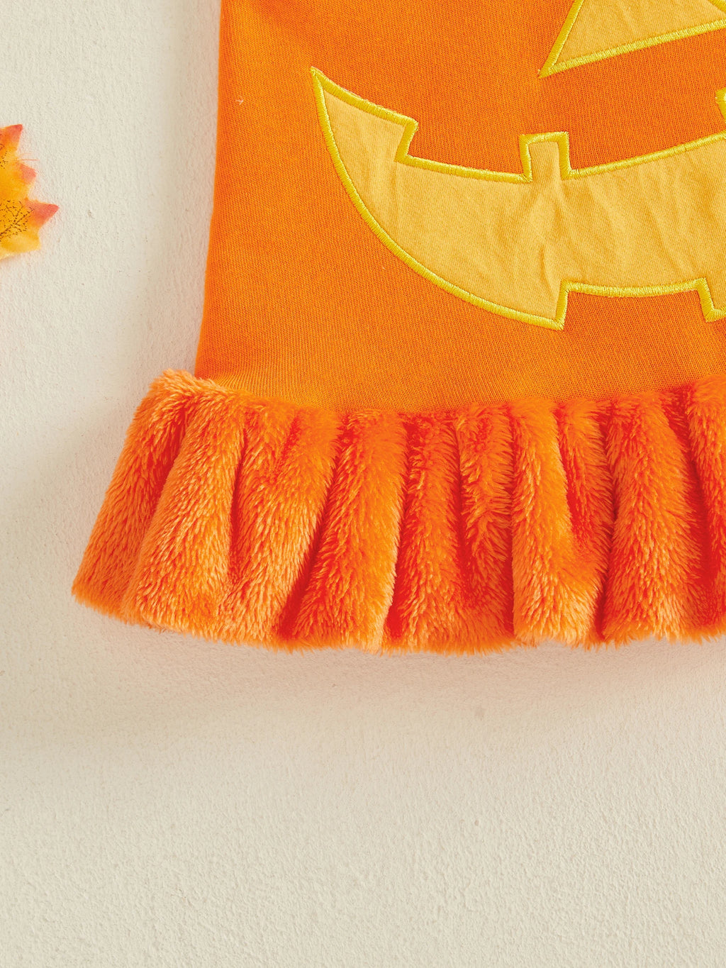 Halloween Pumpkin & Ghost Velvet Costume Dress & Hat – Girls (12M–24M)