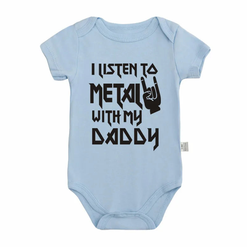 Listen to Metal with Daddy Graphic Bodysuit – Unisex (3M–24M)