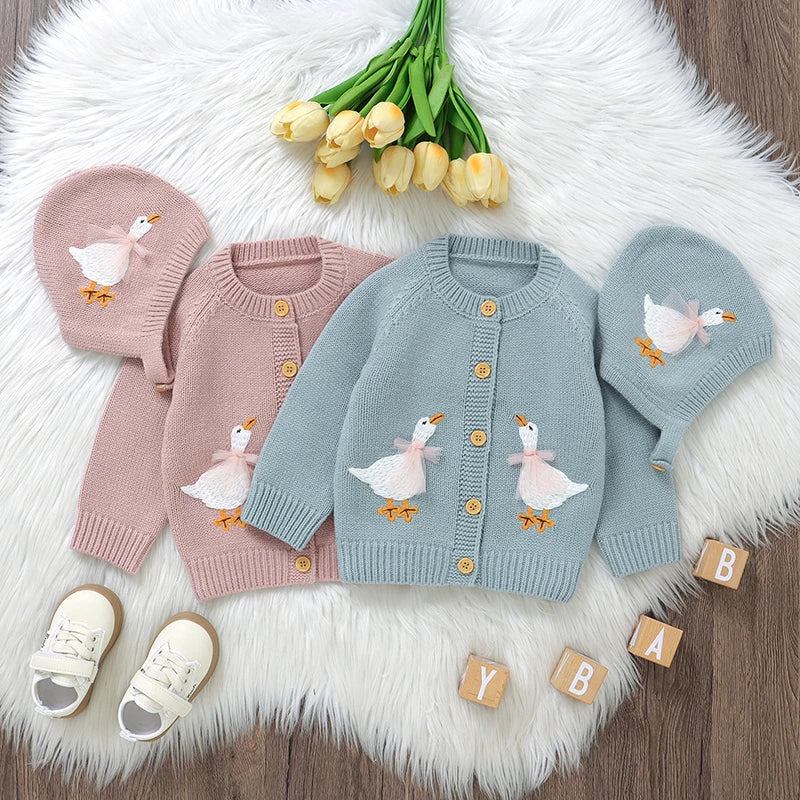 Knit Cardigan & Bonnet Set – Baby & Toddler (9M–3T)