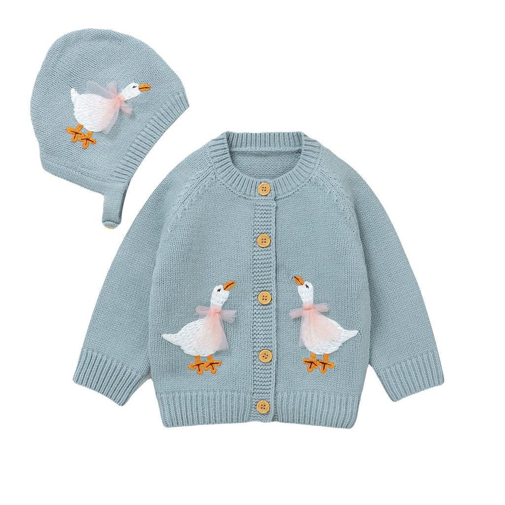 Knit Cardigan & Bonnet Set – Baby & Toddler (9M–3T)