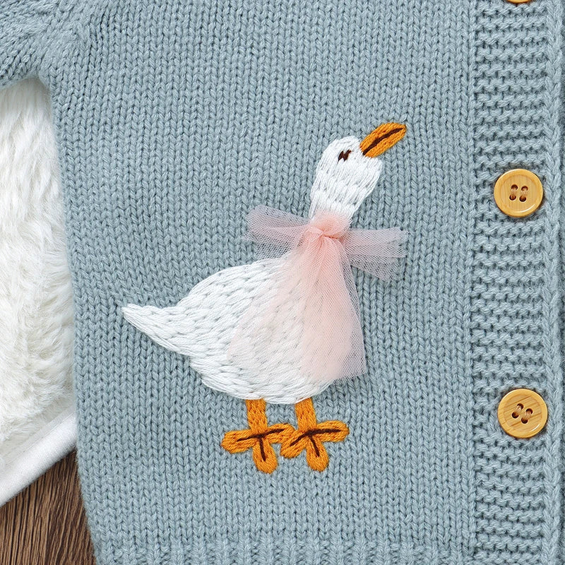 Knit Cardigan & Bonnet Set – Baby & Toddler (9M–3T)