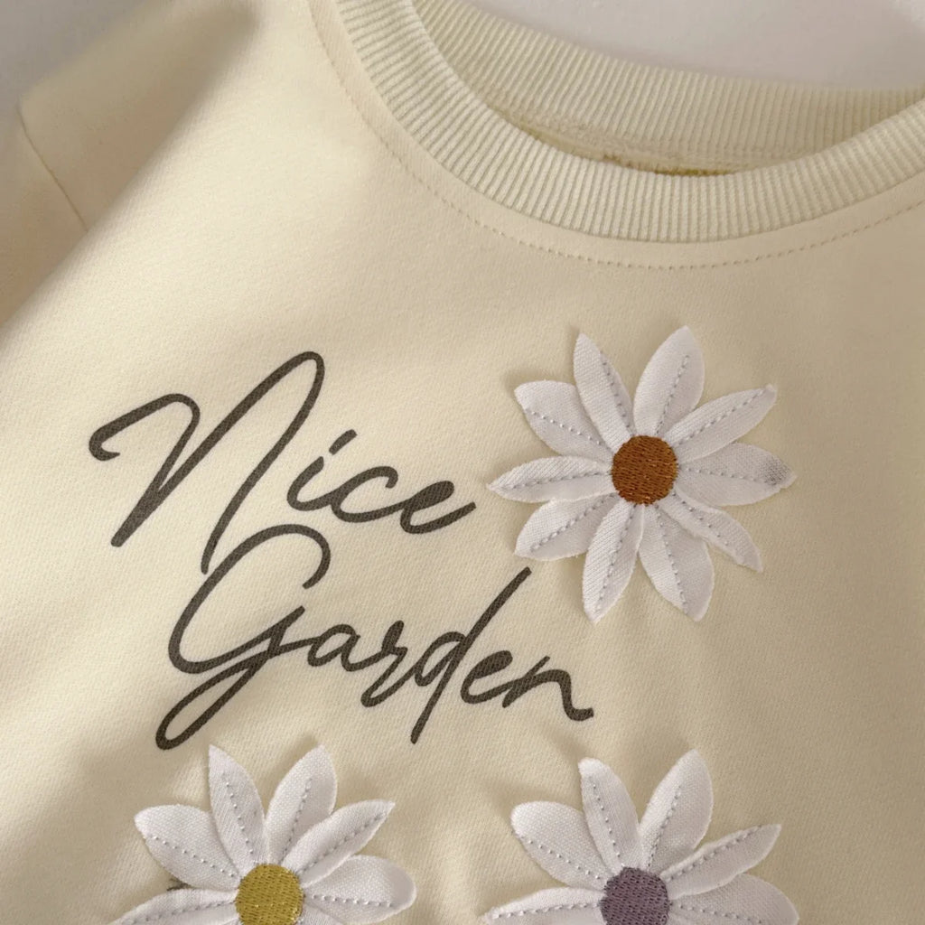 Embroidered Lace-Trim Sweatshirt & Pants Set – Baby Girl (6M–3T)