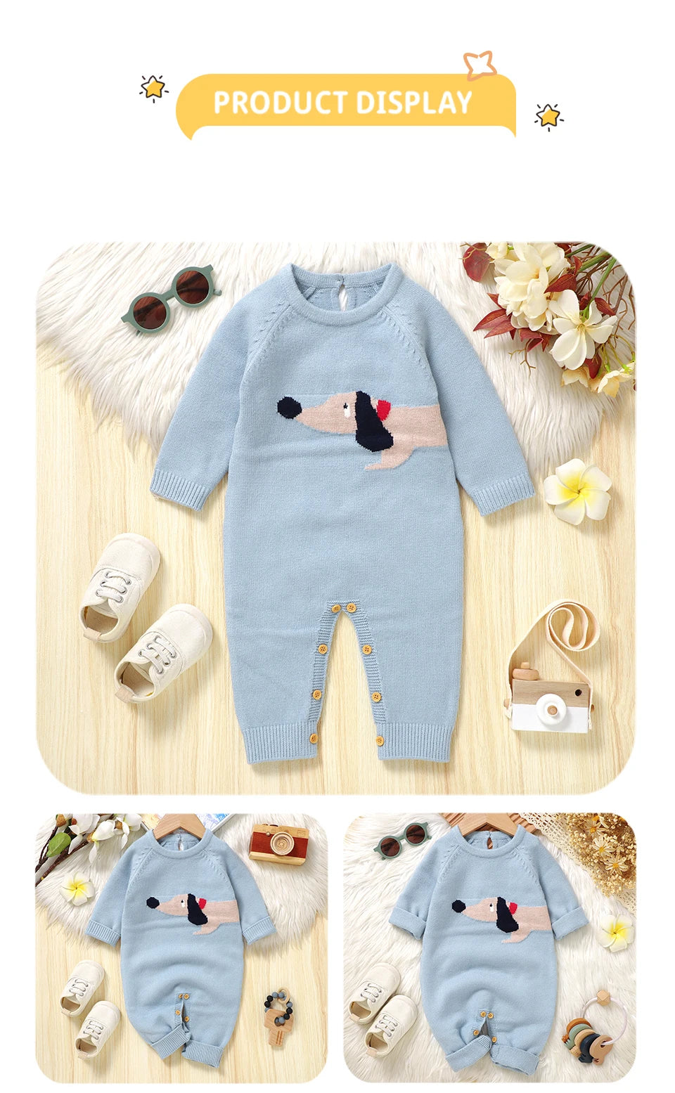 Knitted Long Sleeve Romper – Baby (3–18M)