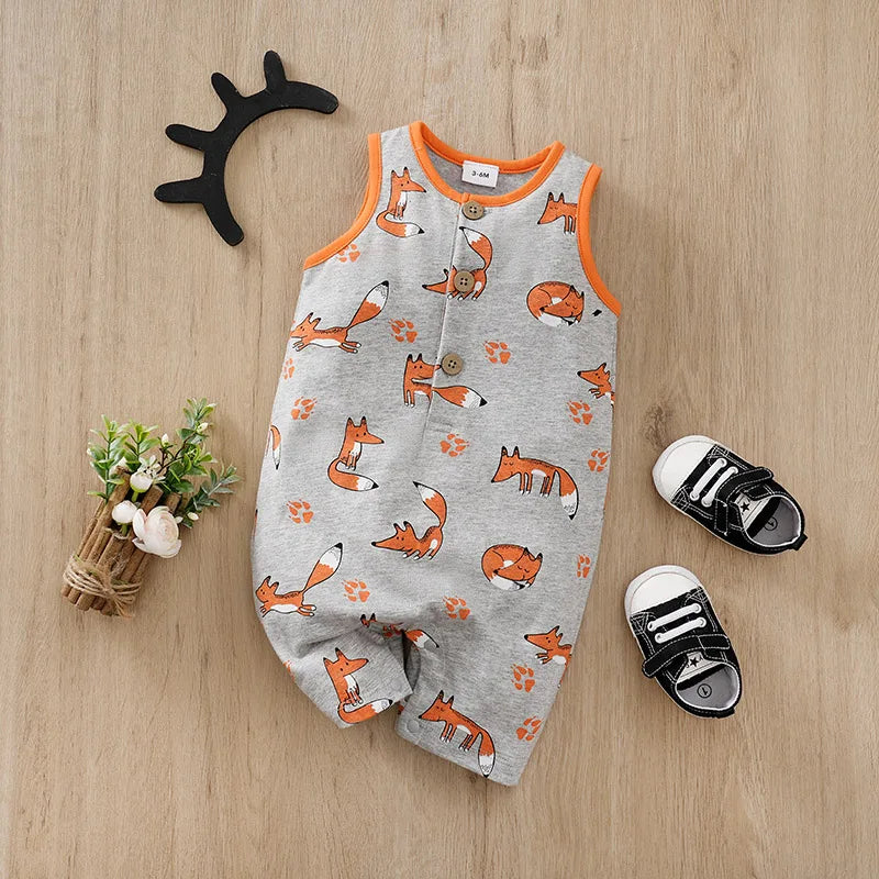 Fox Print Sleeveless Cotton Bodysuit – Baby (0M–18M)