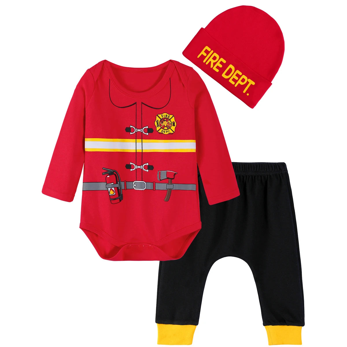 Halloween Costume Bodysuit, Pants & Hat Set – Unisex (0–12M)