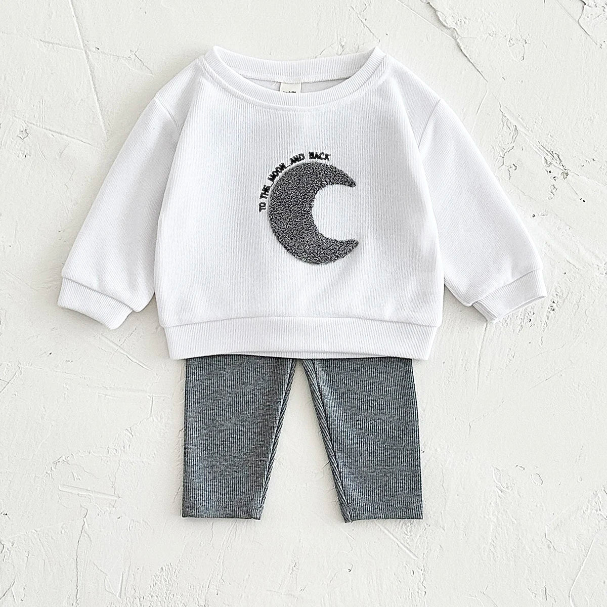 Sun & Moon Plush Embroidered Outfit Set – Unisex (6M–3T)