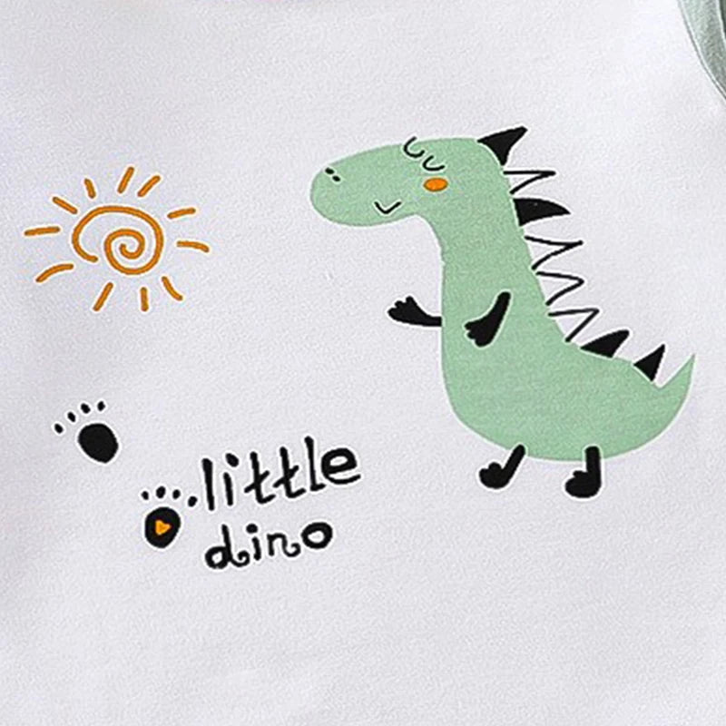 Cute dinosaur illustration with 'little dino' text on a white background