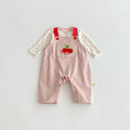 Cherry Print Top & Strap Overall Set – Girls (3M–12M)
