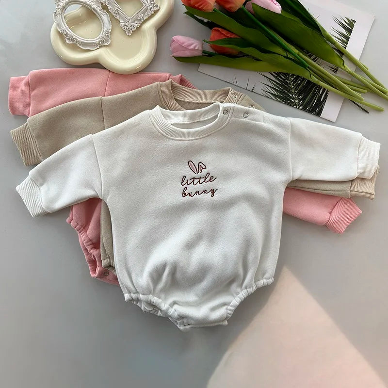 Little Bunny Plush Long-Sleeve Romper – Baby (3M–18M)