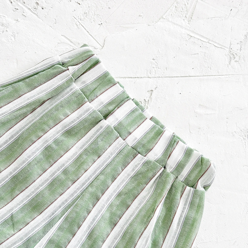 Green Stripe Shirt & Shorts Summer Set – Baby & Toddler (6M–3T)