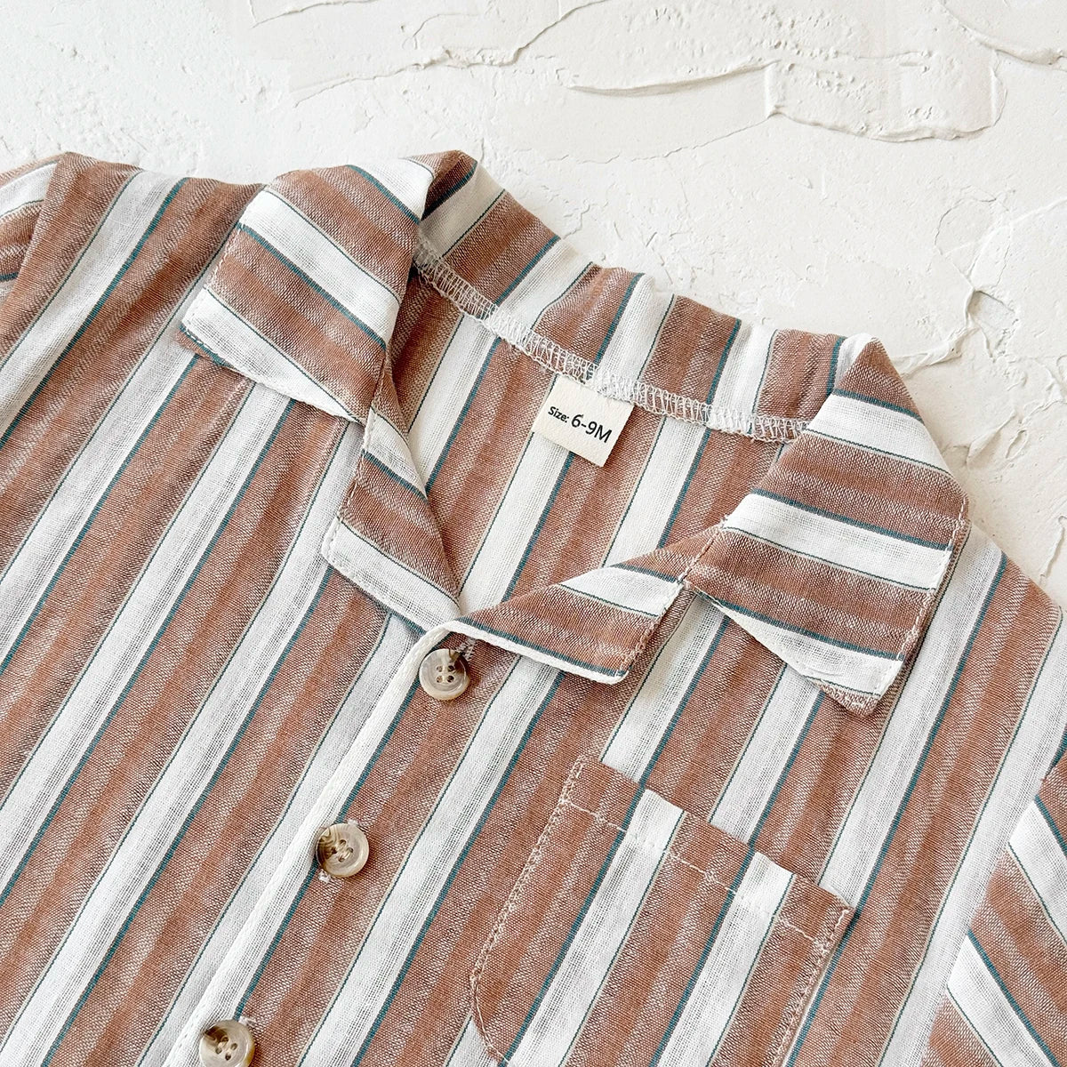 Green Stripe Shirt & Shorts Summer Set – Baby & Toddler (6M–3T)