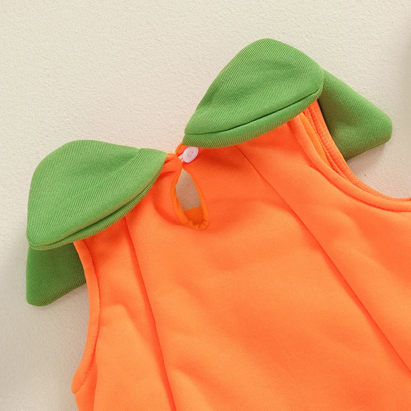 Halloween Pumpkin Romper & Hat Set – Baby (0M–3T)