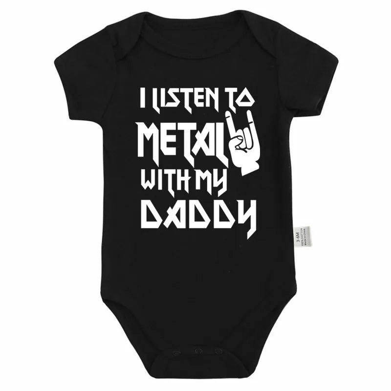 Listen to Metal with Daddy Graphic Bodysuit – Unisex (3M–24M)