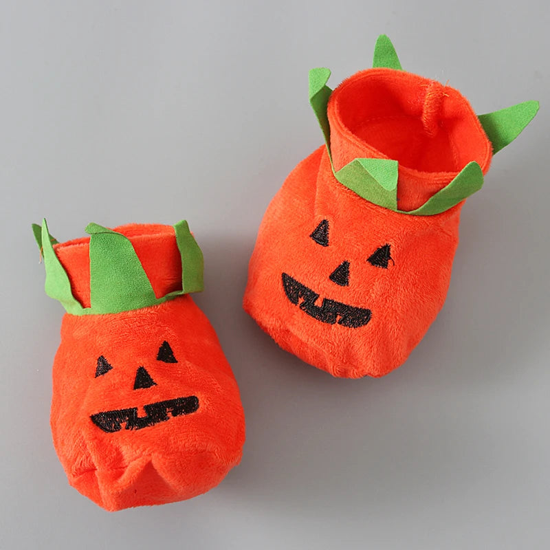 Halloween Pumpkin Romper & Hat Set – Unisex (0–3T)