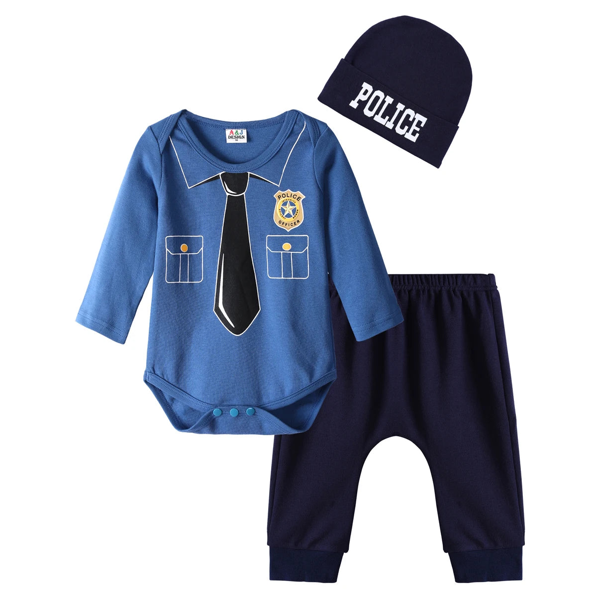 Halloween Costume Bodysuit, Pants & Hat Set – Unisex (0–12M)