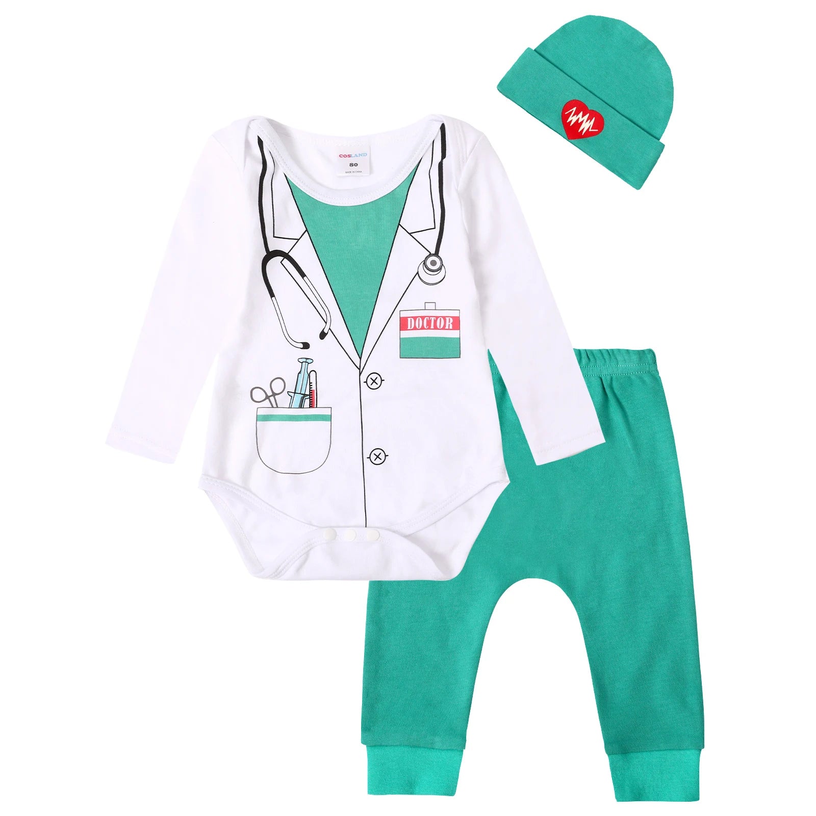Halloween Costume Bodysuit, Pants & Hat Set – Unisex (0–12M)