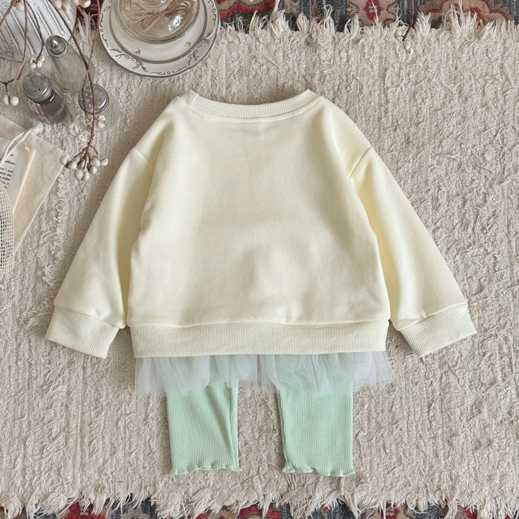 Embroidered Lace-Trim Sweatshirt & Pants Set – Baby Girl (6M–3T)