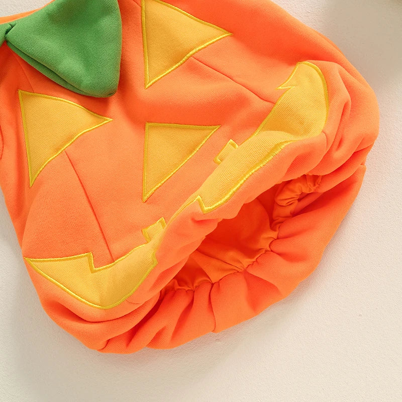 Halloween Pumpkin Romper & Hat Set – Baby (0M–3T)