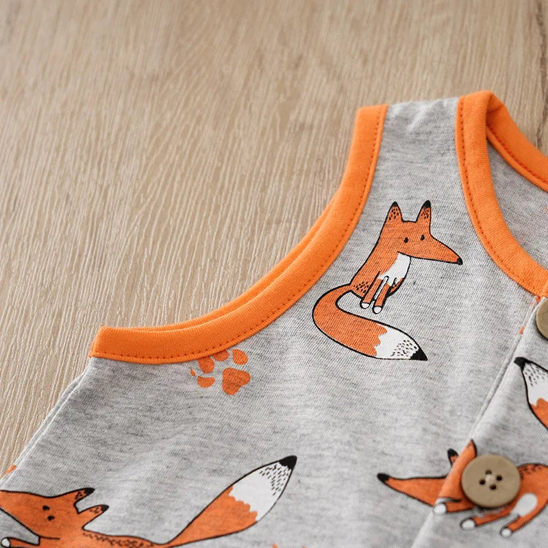 Fox Print Sleeveless Cotton Bodysuit – Baby (0M–18M)