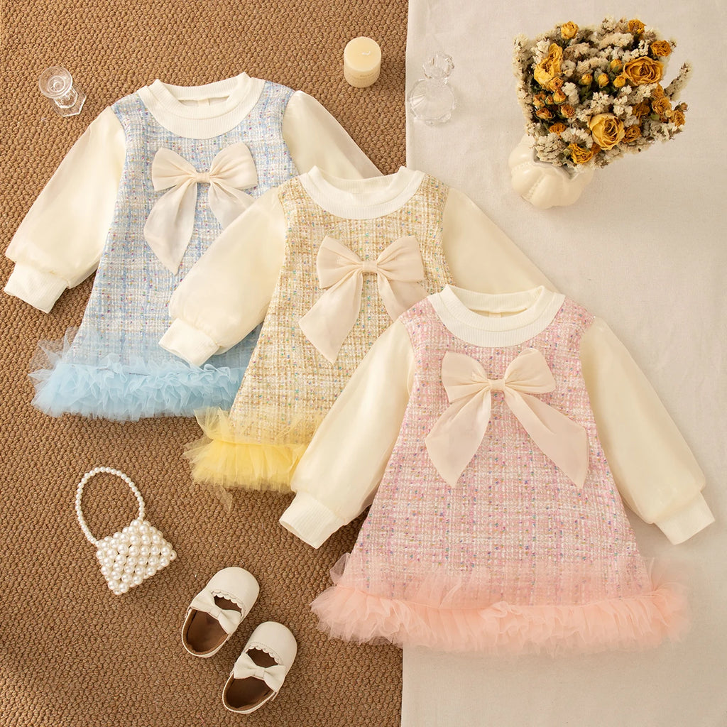 Bow & Mesh Princess Dress – Baby Girl (9M–3T)