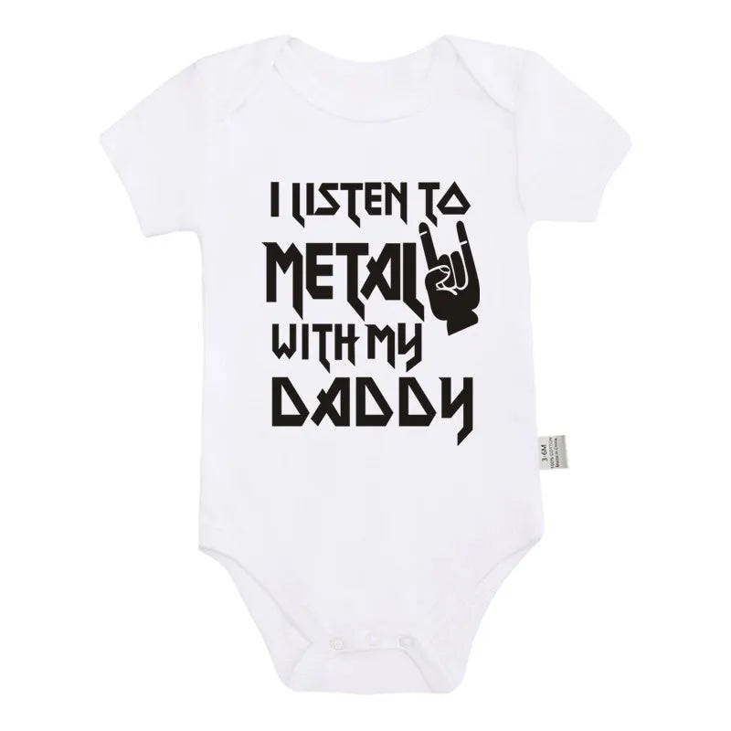 Listen to Metal with Daddy Graphic Bodysuit – Unisex (3M–24M)