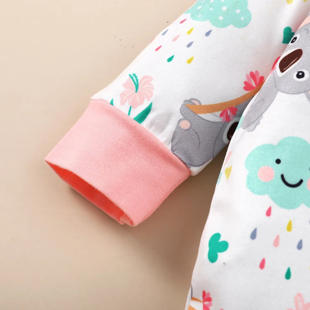 Koala Print Romper & Headband Set – Girls (1M–12M)