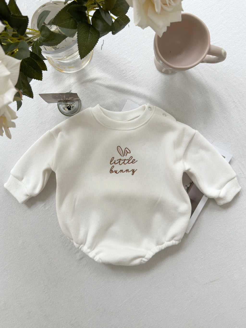 Little Bunny Plush Long-Sleeve Romper – Baby (3M–18M)