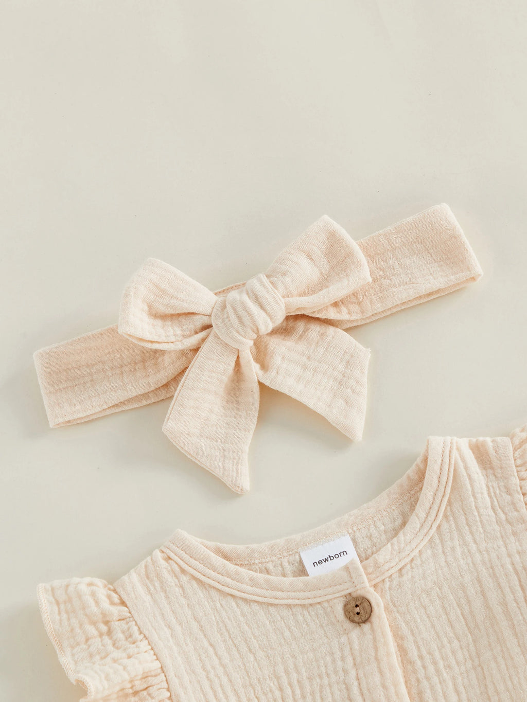 Ruffled Romper & Headband Set – Baby Girl (Newborn–9M)