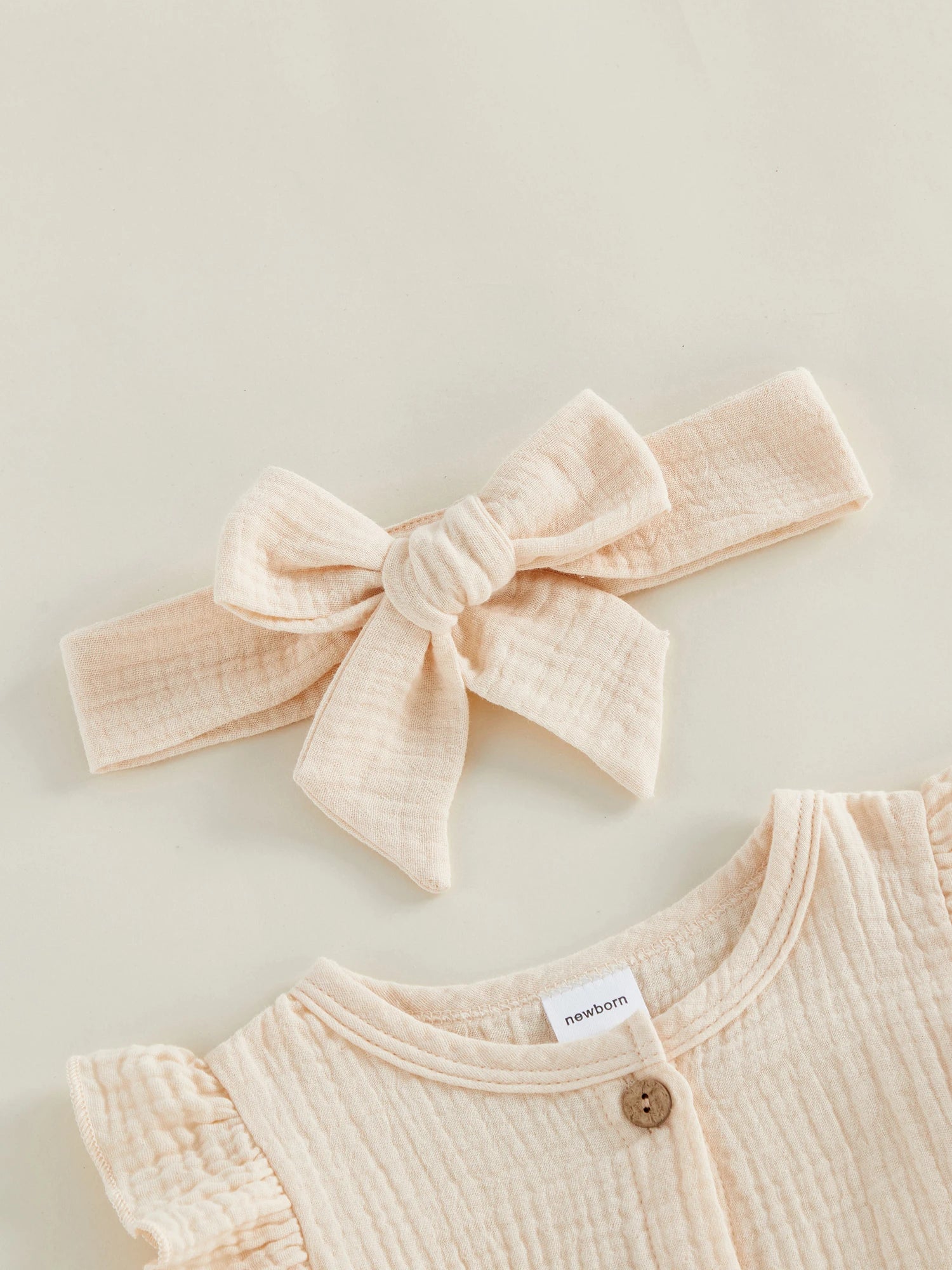 Ruffled Romper & Headband Set – Baby Girl (Newborn–9M)
