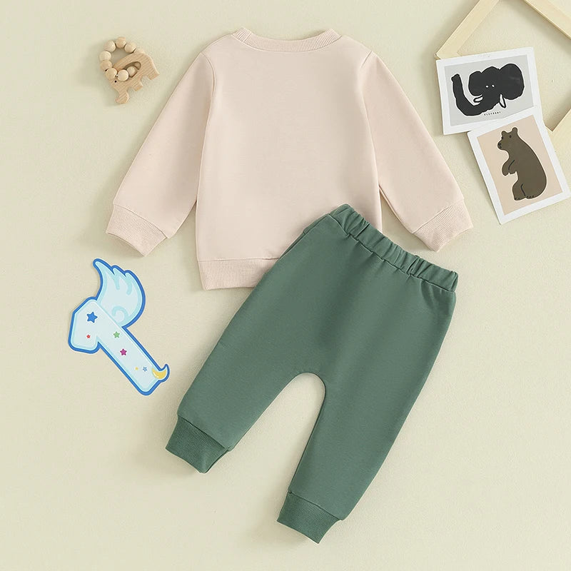 "Wild One" Birthday Sweatshirt & Sweatpants Set – Baby Boy (6M–18M)