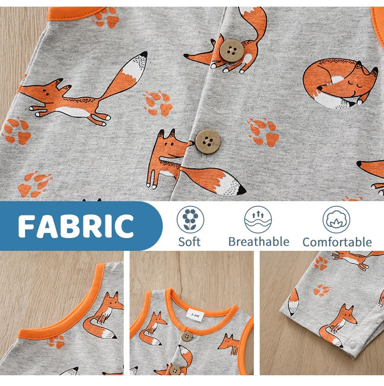 Fox Print Sleeveless Cotton Bodysuit – Baby (0M–18M)
