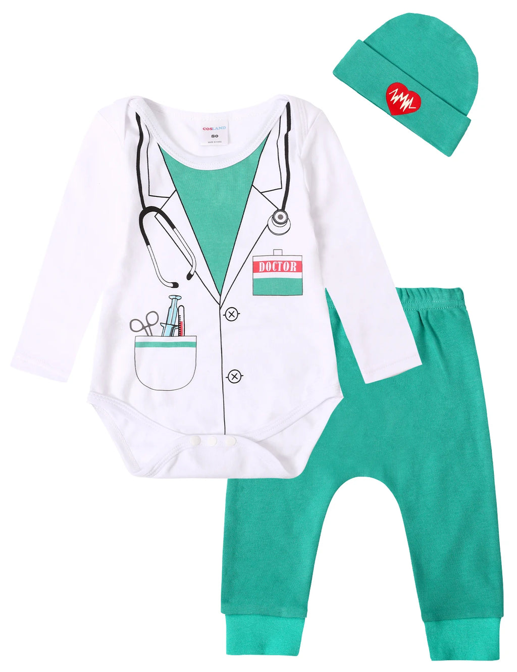 Halloween Costume Bodysuit, Pants & Hat Set – Unisex (0–12M)