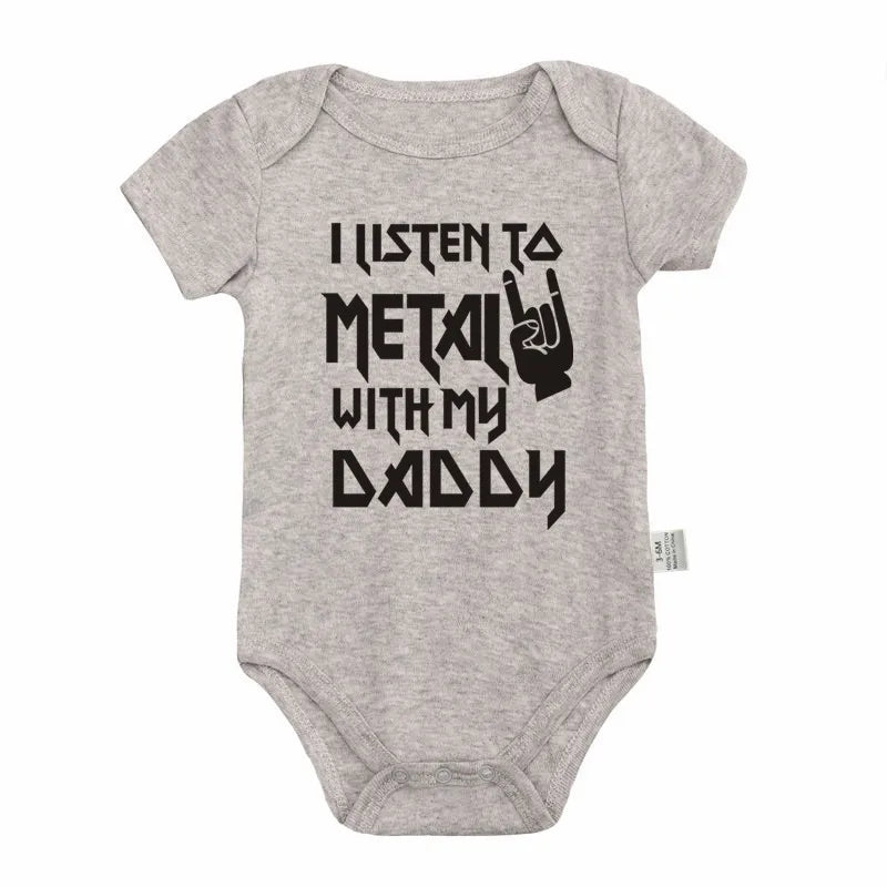 Listen to Metal with Daddy Graphic Bodysuit – Unisex (3M–24M)