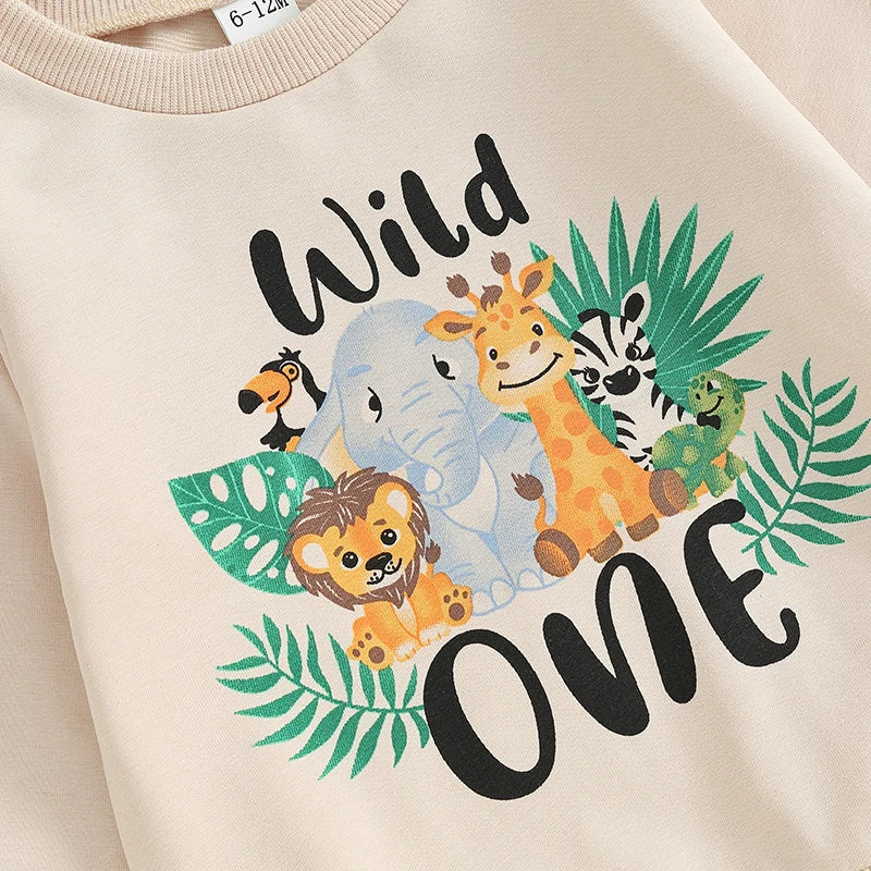 "Wild One" Birthday Sweatshirt & Sweatpants Set – Baby Boy (6M–18M)