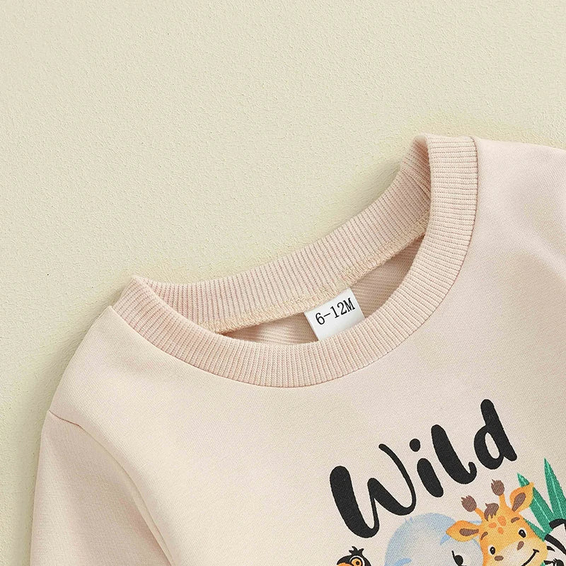 "Wild One" Birthday Sweatshirt & Sweatpants Set – Baby Boy (6M–18M)