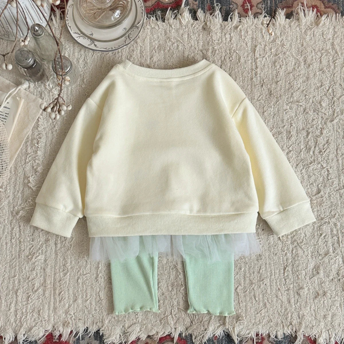 Embroidered Lace-Trim Sweatshirt & Pants Set – Baby Girl (6M–3T)