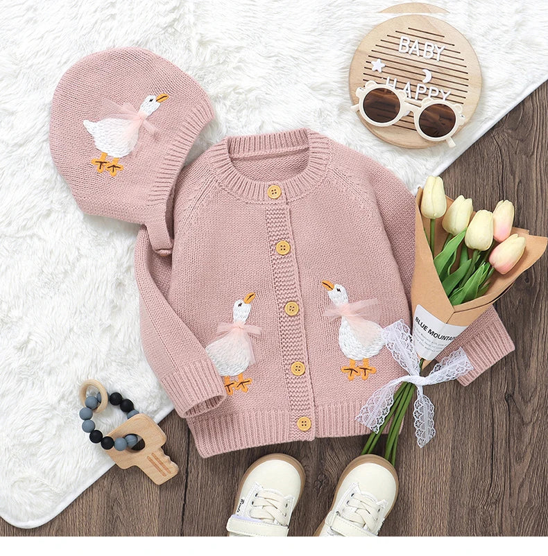 Knit Cardigan & Bonnet Set – Baby & Toddler (9M–3T)