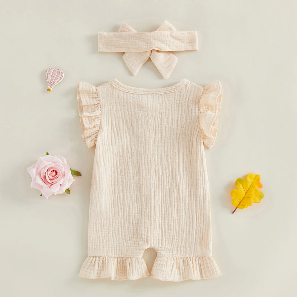 Ruffled Romper & Headband Set – Baby Girl (Newborn–9M)