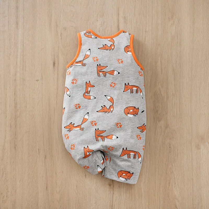 Fox Print Sleeveless Cotton Bodysuit – Baby (0M–18M)
